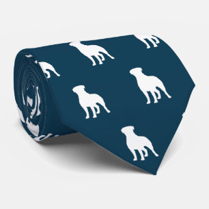 Cravate Silhouettes de chiens Rottweiler motif bleu et bla
