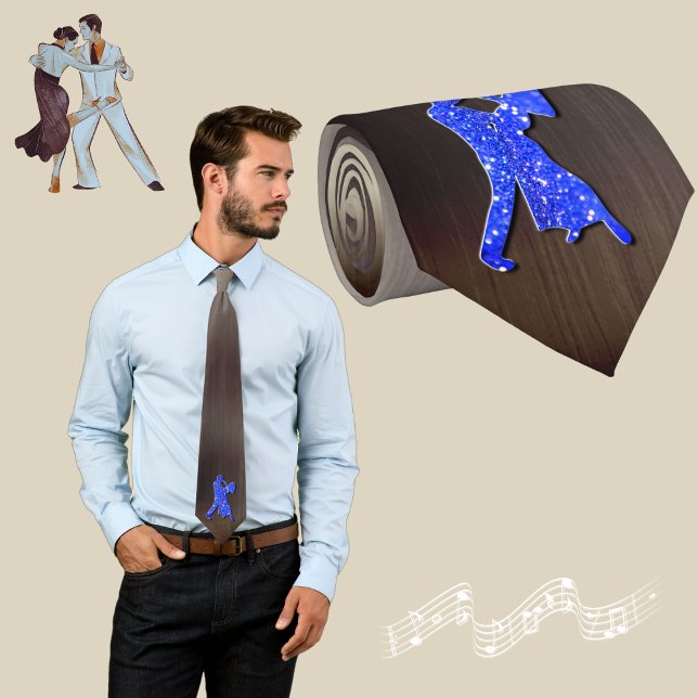 Cravate Silhouettes de danseurs bleus (faux strass) (Créateur téléchargé)