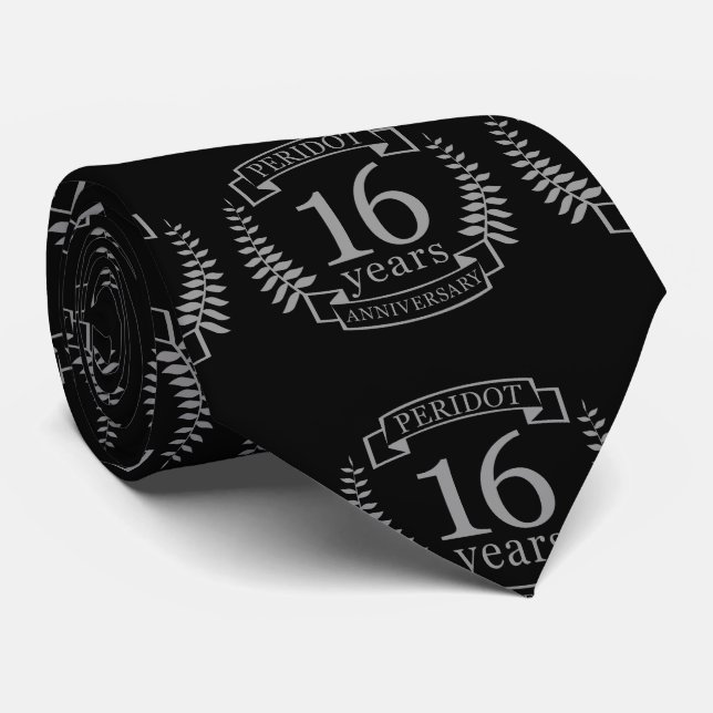 Cravate Silver Traditional wedding anniversary 16 ans (Roulé)