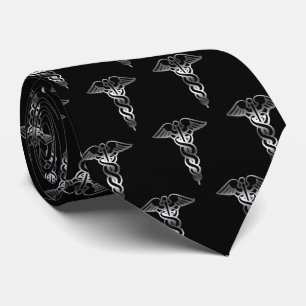 Cravate Simple classe élégant Silver Caduceus Médicale