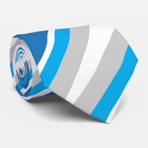 Cravate Simple Geometric Blue an Grey Stripes