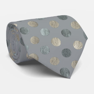 Cravate   Simple Grey & Silver Polka Dots Modern & Elegant