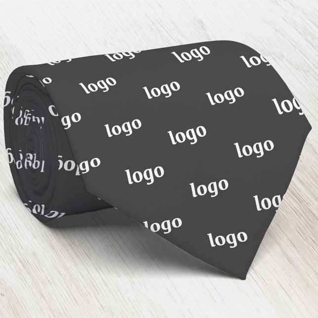 Cravate Simple motif de logo gris charbon foncé pour les e (Simple logo pattern charcoal gray business branding promotional neck tie for staff employee uniforms)
