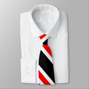 Cravate Simple Rouge Blanc et Noir Rayures Traditionnelles
