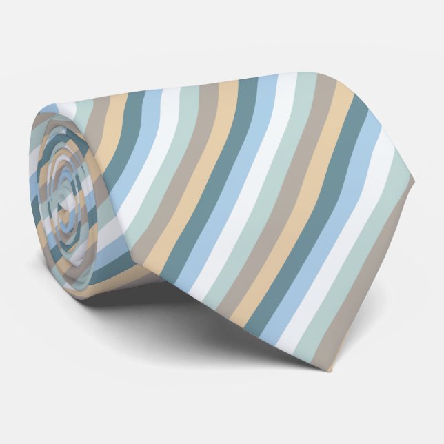 Cravate Six Couleurs - Sable Brown Bleu Beige Turquoise Bl (Roulé)