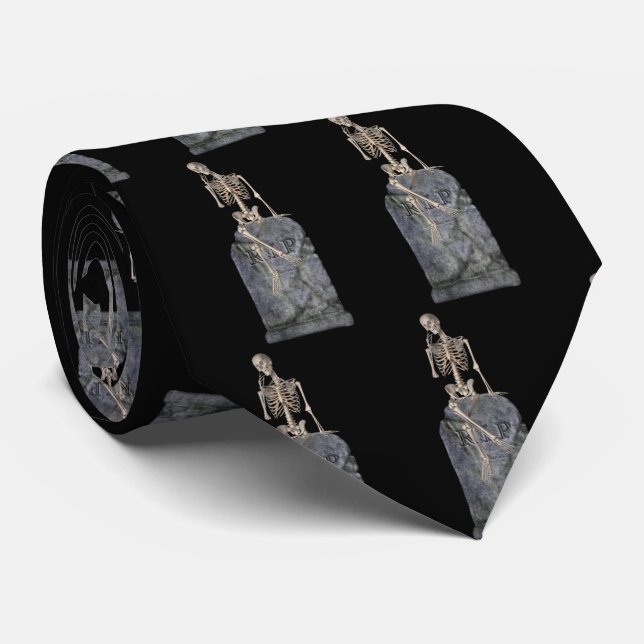 Cravate Skeleton Tombstone Funny Halloween (Roulé)