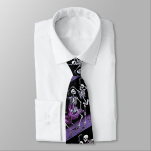 Cravate Skeletons de danse gothique Mariage violet
