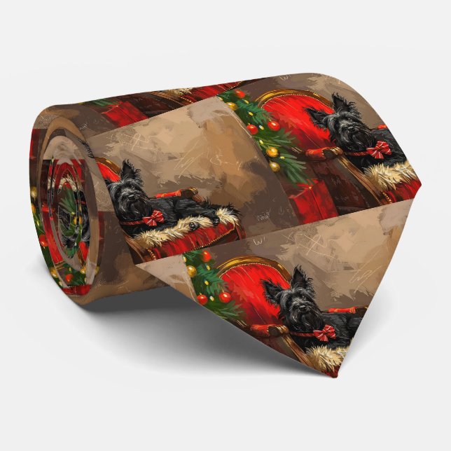 Cravate Skye Terrier Chien Festif de Noël (Roulé)