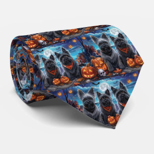 Cravate Skye Terrier Halloween Éffrayant