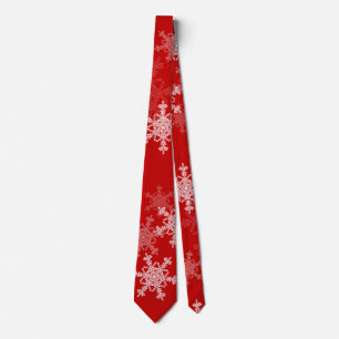 Cravate Snowflakes blanc rouge Noël minimaliste