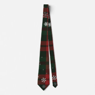 Cravate Snowflakes Plaid Rustic Christmas Holidays