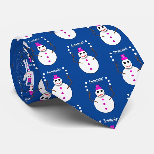 Cravate Snowlady de Noël Jongler boules de neige amusant (Roulé)