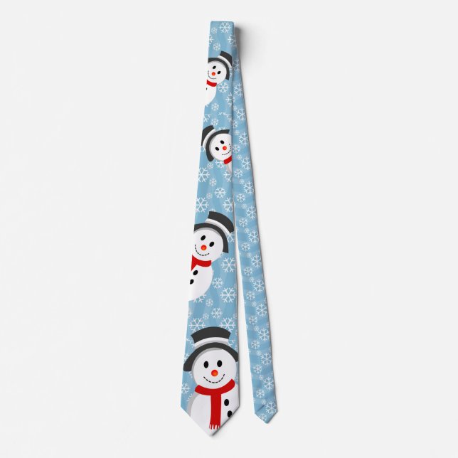 Cravate Snowman et Snowflake Motif (Devant)