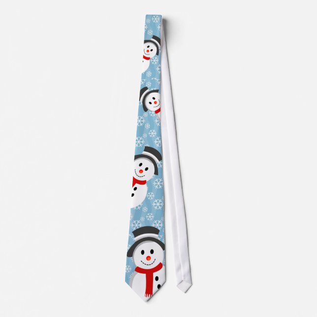 Cravate Snowman et Snowflake Motif (Devant)