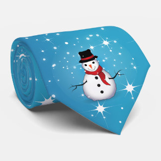 Cravate Snowman sur Starry Blue Christmas