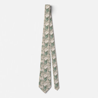 Cravate Soft Sage Green & White Floral 