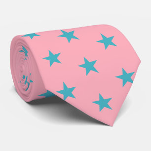 Cravate Soie de Jockey Préparée Rose Bleu Vert Étoiles Der