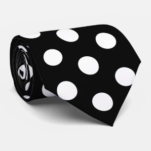Cravate Soies de course noir et blanc à pois pour le jour