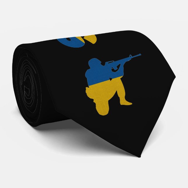 Cravate Soldats ukrainiens, drapeau ukrainien (Roulé)