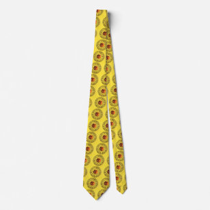 Cravate Soleil Hippie Jaune Céleste Vintage Sourire Heureu