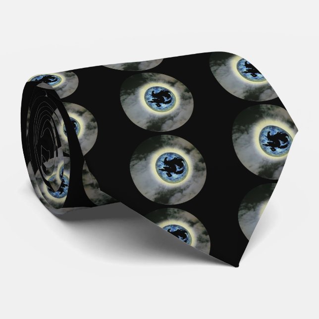 Cravate Sorcière Broomstick Pleine lune Halloween (Roulé)