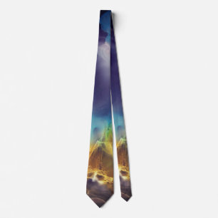 Cravate Space Nebula bleu jaune Alcool art