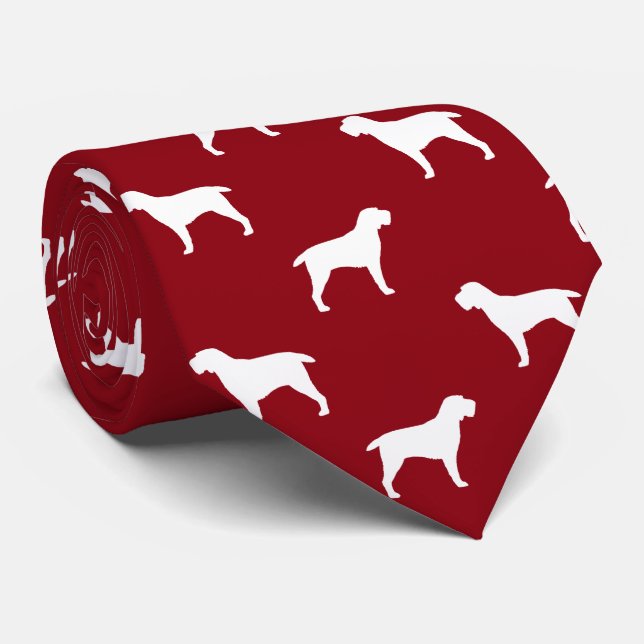 Cravate Spinone Italiano Silhouettes Motif Rouge et blanc (Roulé)