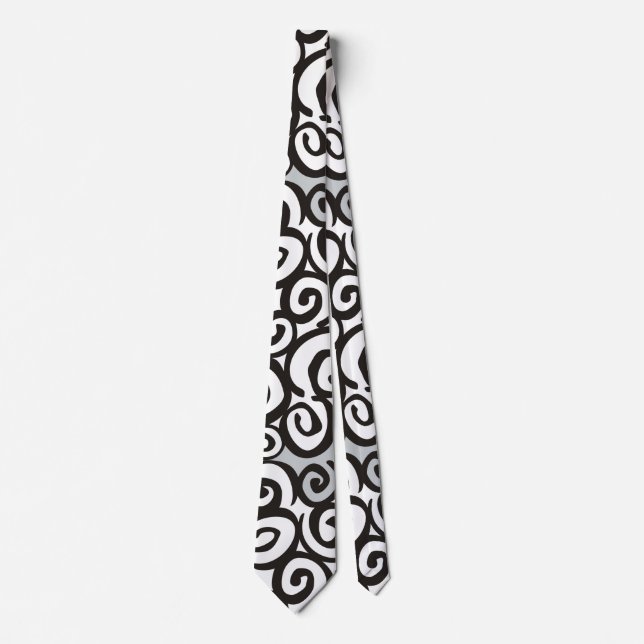 Cravate Spirales Motif noir & blanc + vos idées (Devant)