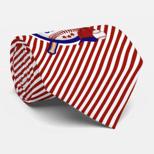 Cravate Sport de base-ball dans les rayures rouge foncé e