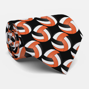 Cravate Sport Volley-ball orange, blanc et noir