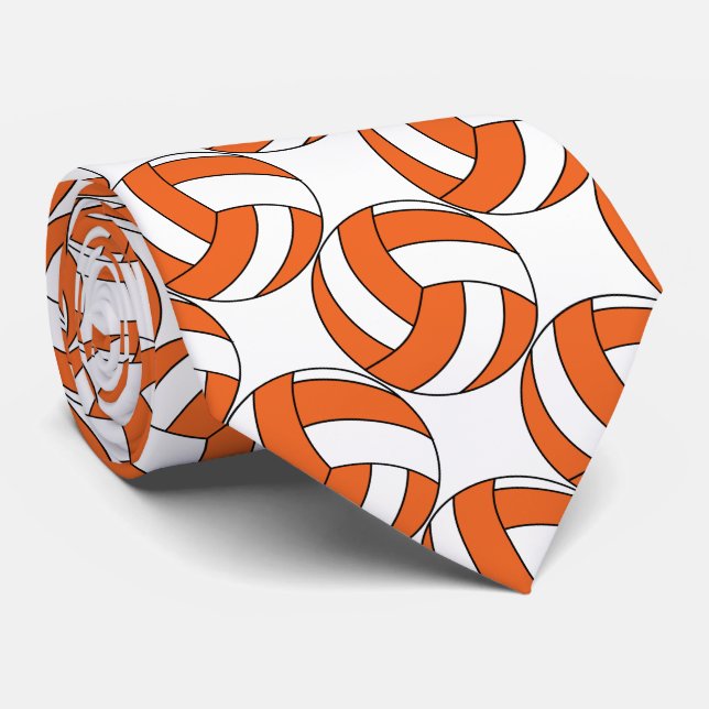 Cravate 🏐 sportive de volley-ball orange et blanc (Roulé)