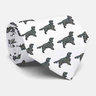 Cravate Springer Spanien Chien Jaune & Grille Noire Blanc