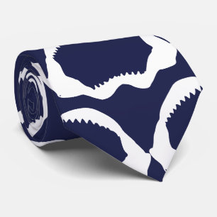 Cravate Squelette de mâchoire marine bleu et blanc de requ