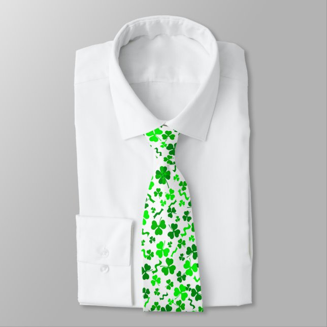 Cravate St Patrick's Day Green Shamrocks Confetti (Attaché)