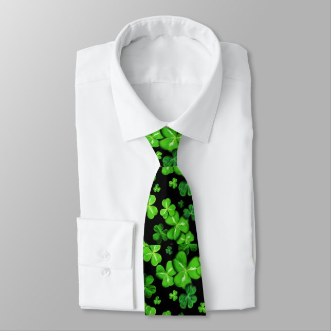 Cravate St. Patrick's Day Légendes Motifs Shamrocks irland (Attaché)