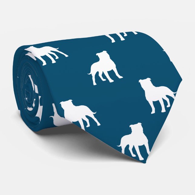 Cravate Staffordshire Bull Terrier Chien Silhouettes Motif (Roulé)
