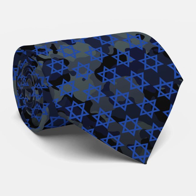 Cravate Star Bleue De David Dark Camo Camouflage (Roulé)