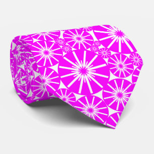 Cravate Star Wheel Motif III - Magenta en blanc