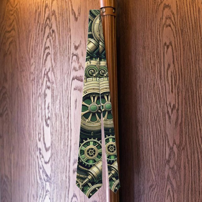 Cravate Steampunk Industrial Green Clocwork Gears (Créateur téléchargé)