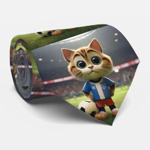 Cravate "Striker Purr-fect : Le Chat de Football 3D"