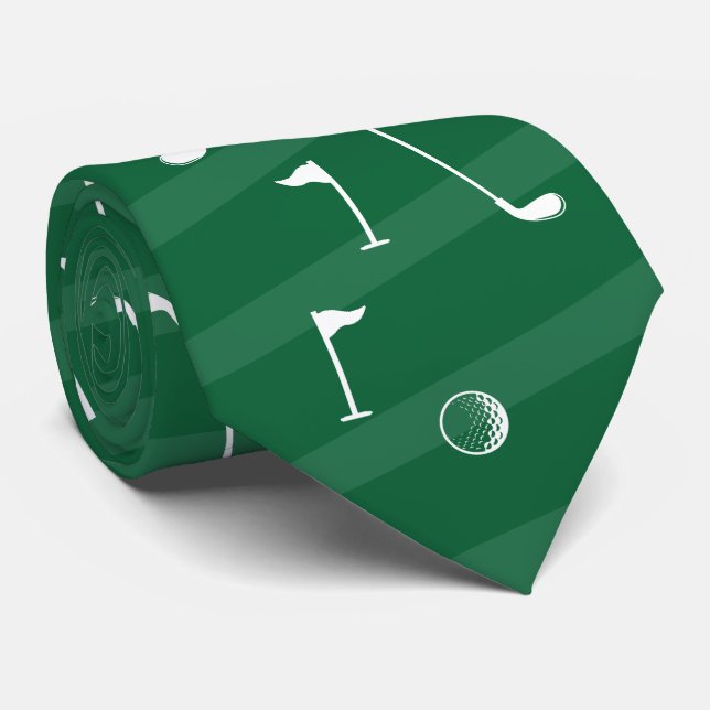 Cravate Stripe Golf Motif Ball Drapeau Club Golfer Cadeau (Roulé)