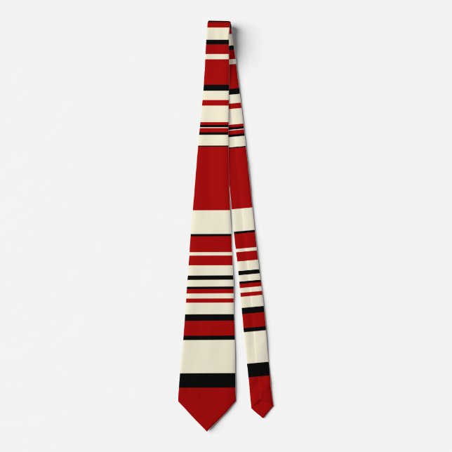Cravate Stripes complexes - Rouge & Crème (Devant)