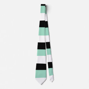 Cravate Stripes inégales - Mint vert, blanc et noir