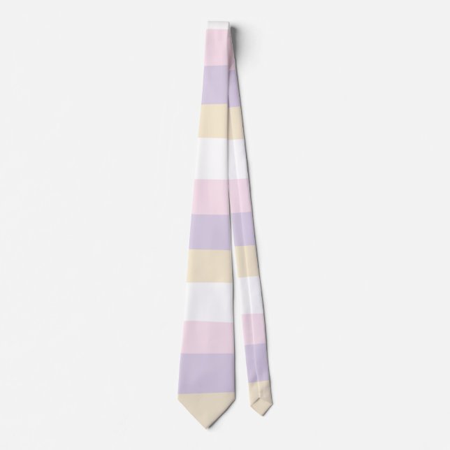 Cravate Stripes inégales - rose pastel, jaune et violet (Devant)