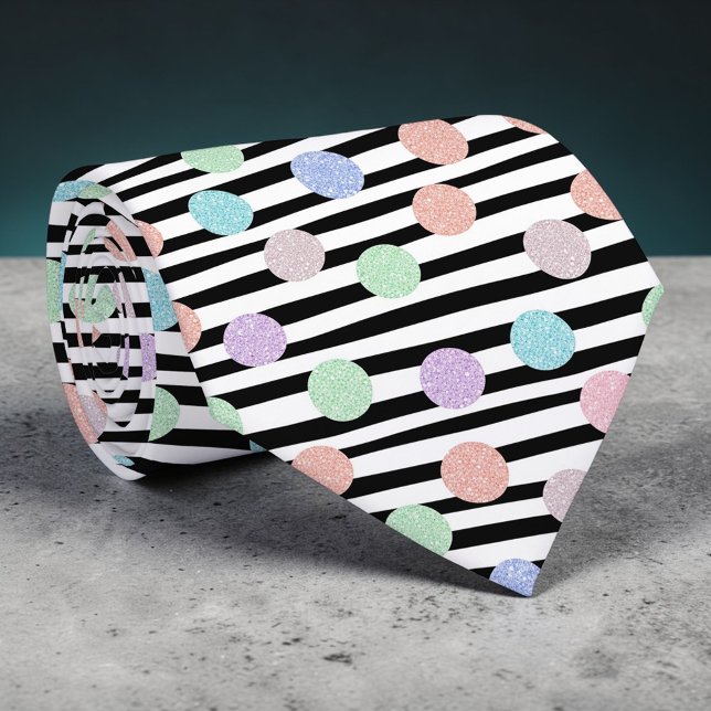 Cravate Stripes with Pastel Colorful Circles Necktie (Créateur téléchargé)