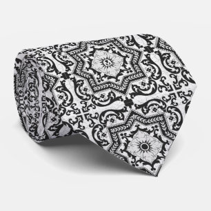 Cravate Style azulejo en céramique noire et blanche