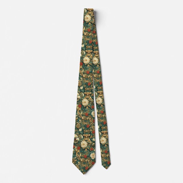 Cravate Style baroque rose et carnation (Devant)