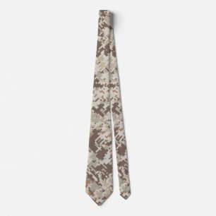 Cravate Style Désert Camouflage Numérique Décor Beige