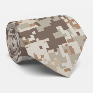 Cravate Style désert Camouflage numérique en pixel beige