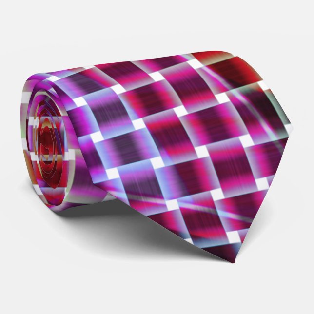 Cravate Style panier sur les tons rose foncé, lilas, bleu. (Roulé)